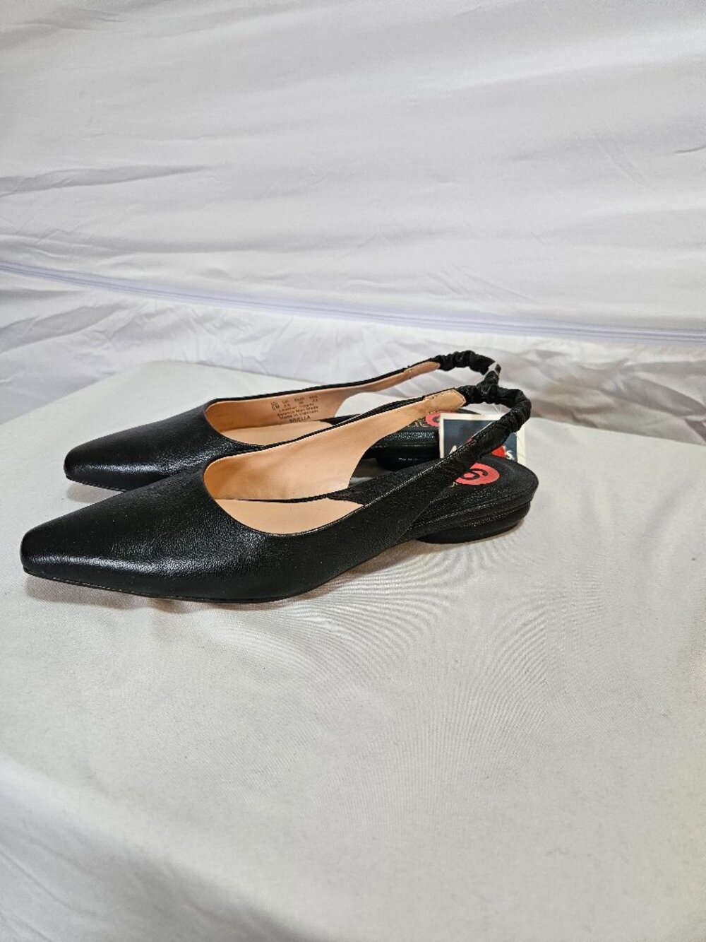 Black Leather Slingback Flats